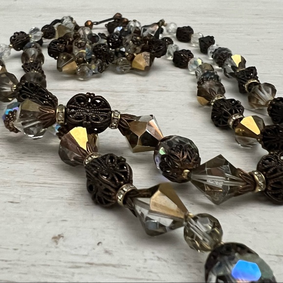 Alice Caviness Vintage Aurora Borealis Necklace and Earring Statement Set - Picture 9 of 15